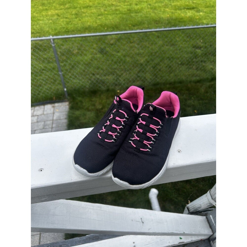 Sport Girls Youth Slip On Sneakers Black Pink Size 3 US EU 35 Lightweight Shoes